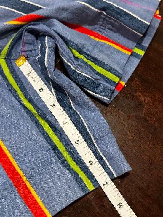 Vintage Lizwear High Waisted Rainbow Striped Pleated Denim Shorts size 12 - Picture 6 of 11